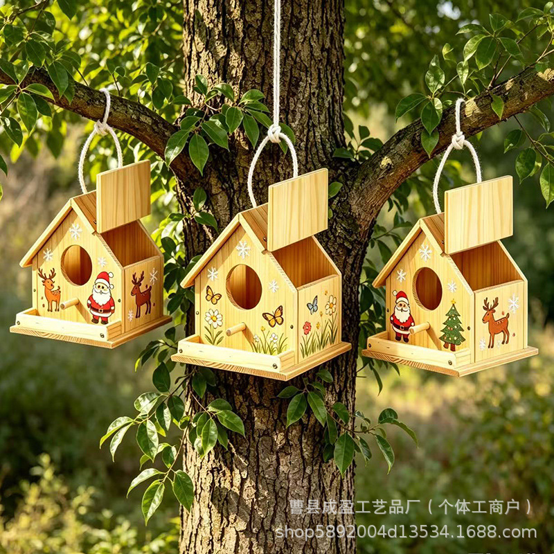 Wooden DIY Birdhouse, Parent-Child Interactive Painting Birdhouse, Park Activity Craft Materials Wooden DIY Birdhouse, Parent-Child Interactive Painting Birdhouse, Park Activity Craft Materials