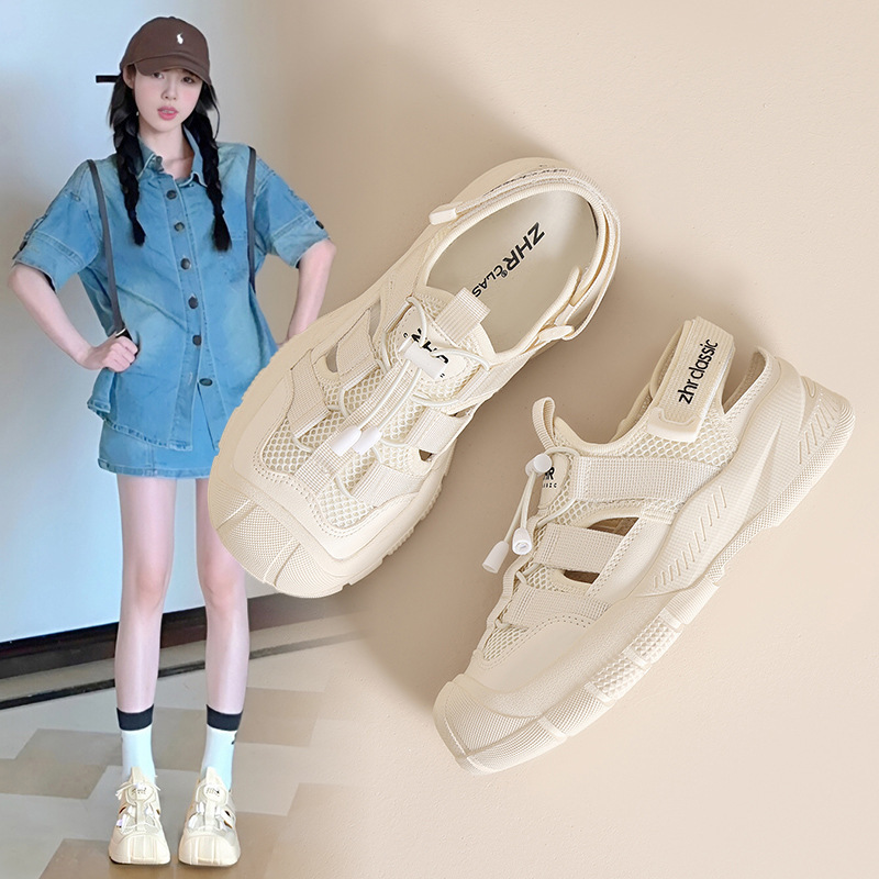 Zhr Breathable Cut Out River Tracing Shoes for Women 2025 Summer Hiking Ugly Shoes Thick-Soled Non-Slip Sports Casual Shoes