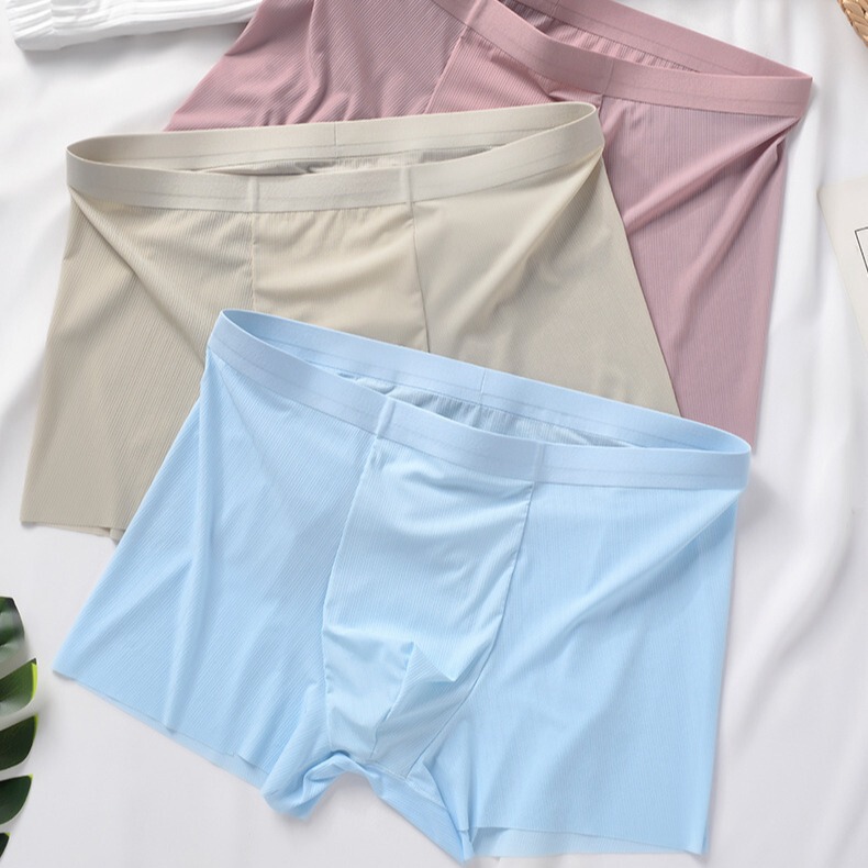 2024 New Ice Silk Jacquard Men's Underwear Seamless 120S Threaded Cut Mask Pants Boxer Briefs