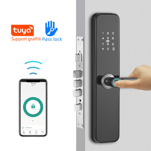 New apartment homestay wooden door anti-theft door lock graffiti Tuya universal TTlock electronic password smart fingerprint lock