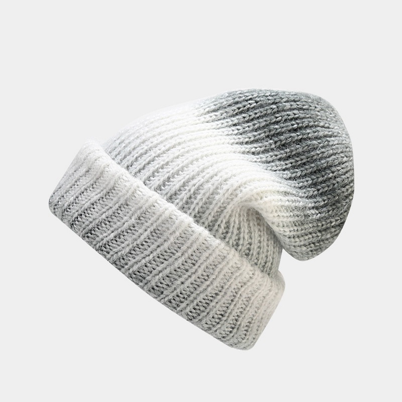 New autumn winter knitted trend gradient color tie dye warm woolen hat for children, soft and skin friendly pile cap_voghion.com