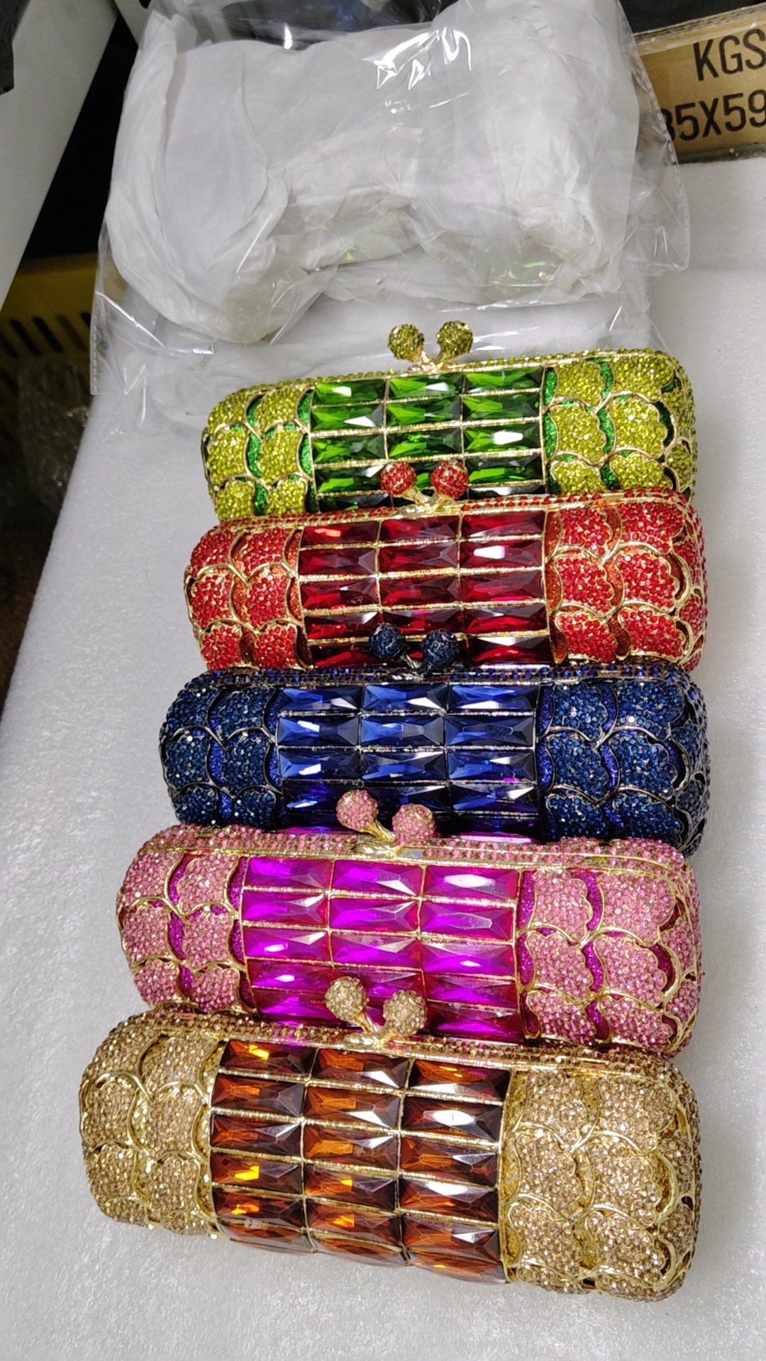 Bolsa de diamante de aleación metálica transfronteriza, bolsa de diamante de oro, bolsa de mano, bolsa de cilindro, bolsa de embrague