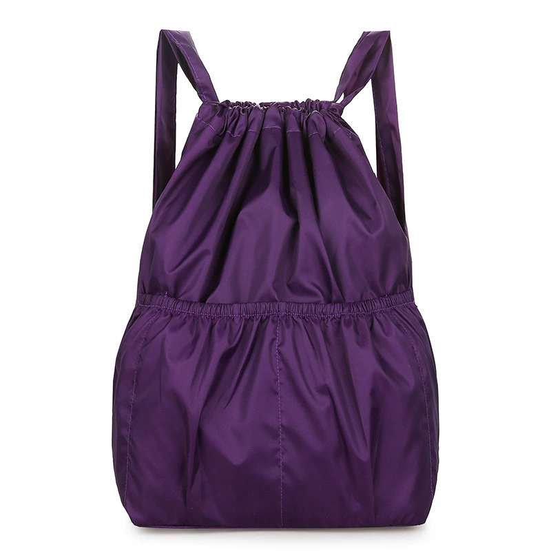 Capacious folding backpack, drawstring