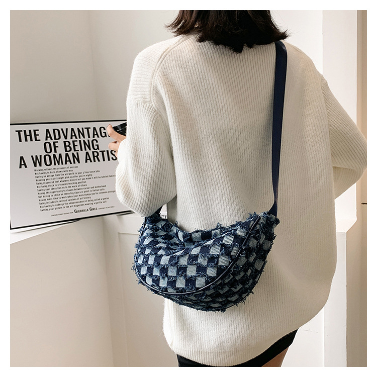 Denim Patchwork Shoulder Crossbody Bag For Women Stylish Canvas_voghion.com