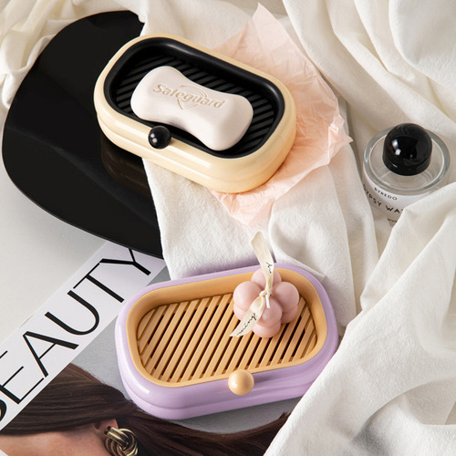 Wholesale ABS light luxury soap box plastic hole-free wall-mounted double-layer draining household bathroom sink soap holder