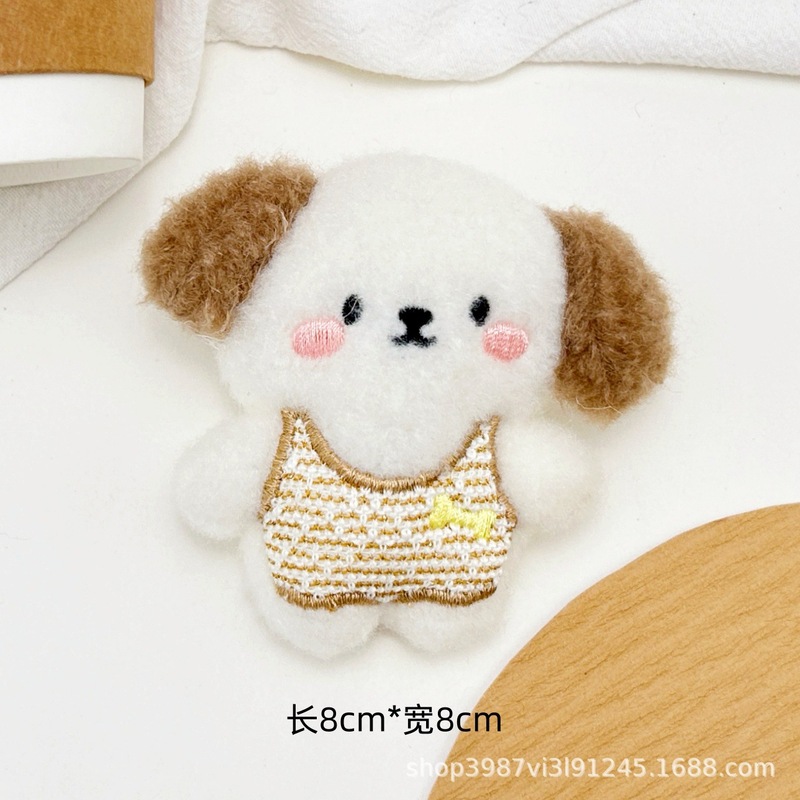 柔らかくてかわいい漫画の子犬ぬいぐるみアクセサリーよだれかけ小さなパードールブローチ diy 衣類靴と帽子アクセサリー卸売|undefined
