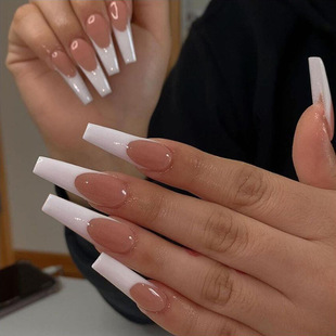 Pd-254 Round Art French Fake Nails Wearable Nail Art Stickers Finished Nail Stickers 24 Pieces Nail Art Stickers Wholesale