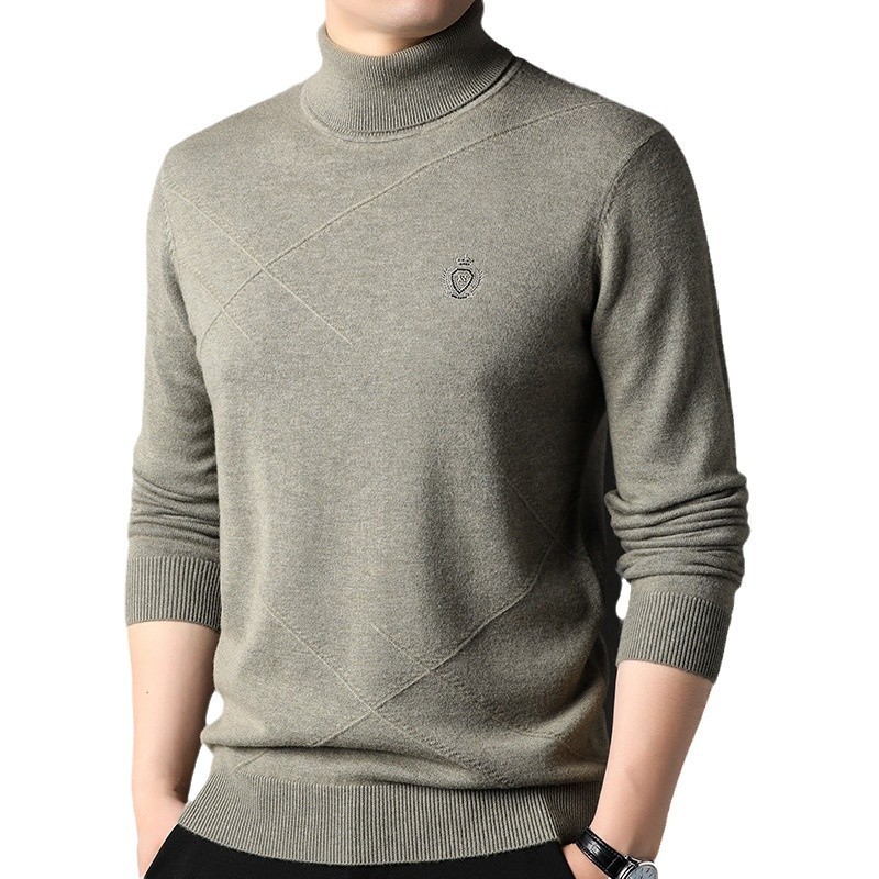 100 순수 모직 스웨터 남자 높은 칼라 가을과 겨울 푸위안 모직 스웨터 조커 스웨터 니트 베이스 셔츠