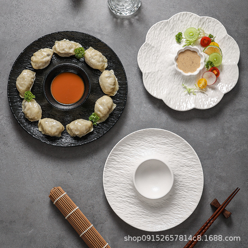 A generation of ceramic dumplings dish with vinegar dish commercial dumplings dish sauce dish shrimp dish hotel breakfast dish