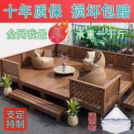 庭院榻榻米地台台阶摆摊防腐木地板阳台露台花园木平台实木户外