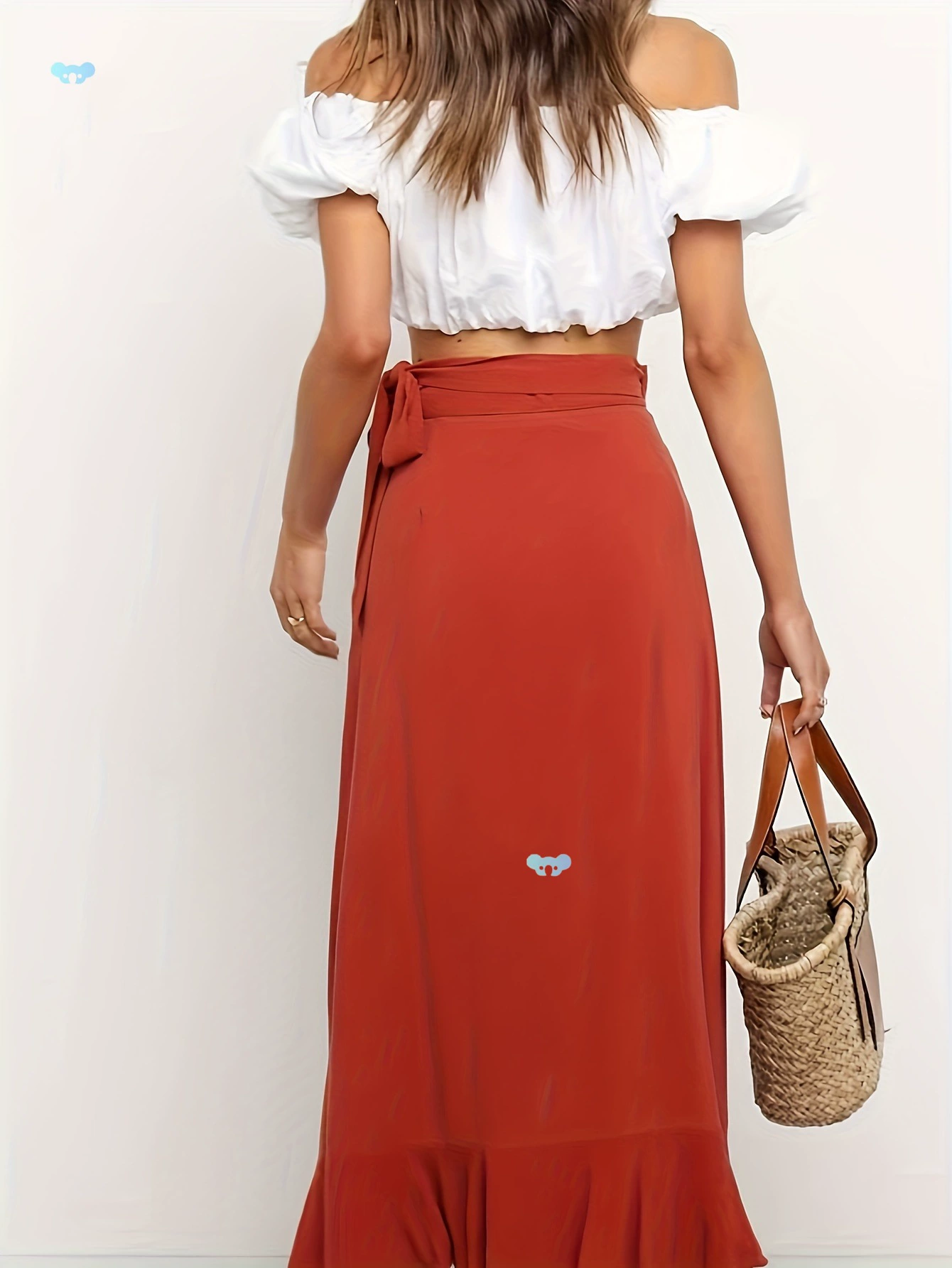 Женская летняя модная цельная длинная юбка на бретельках, однотонная