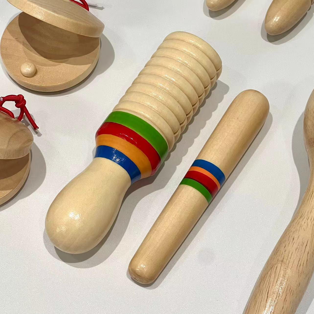 Artesanías de madera instrumentos de percusión niños jardín de infantes ayuda musical huevo de arena juguete conjunto de instrumentos musicales al por mayor
