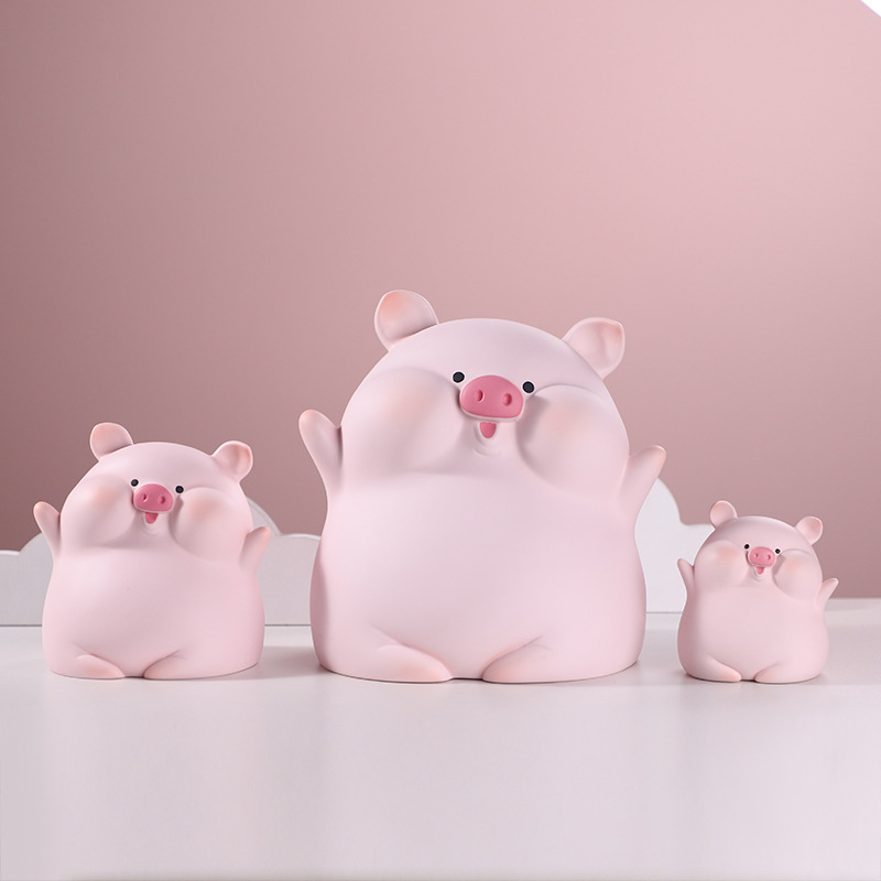 跨境新品创意桌面客厅装饰摆件猪囡囡搪胶钱罐儿童生日礼物储蓄罐