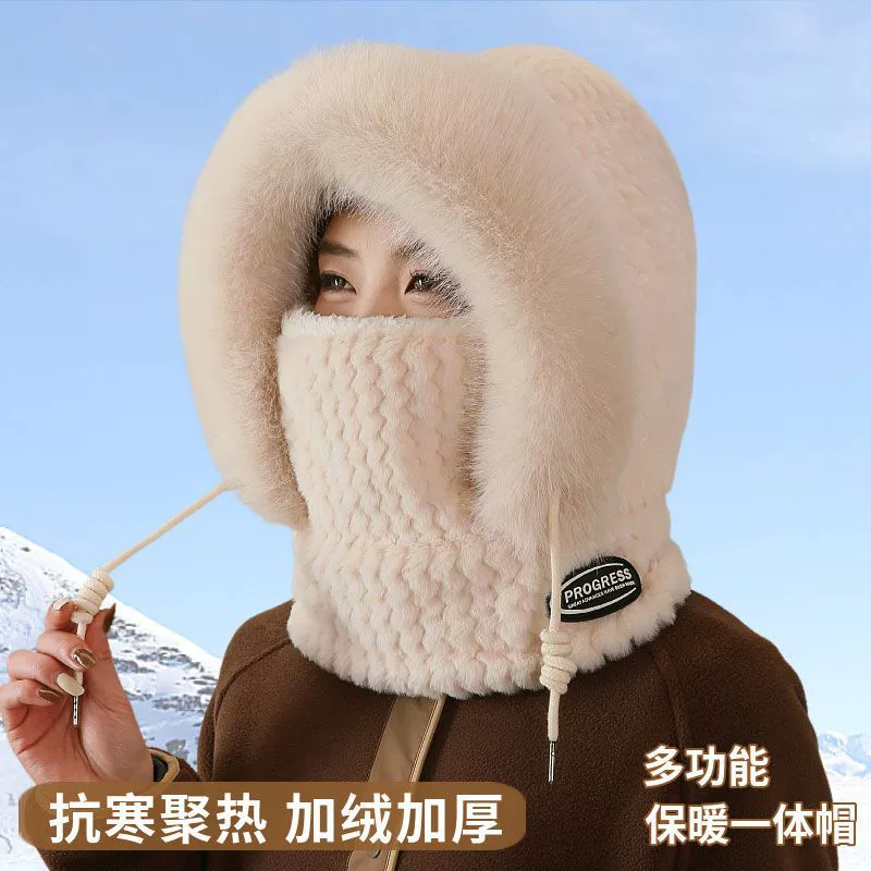 Шапка, шарф, зимняя маска, ветрозащитный бархатный тёплый earmuffs, увеличенная толщина
