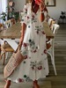 Cute long dress for leisure, European style, loose fit, V-neckline