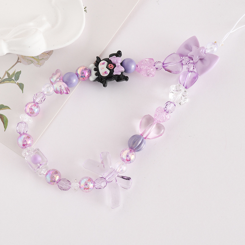 산리오 캔디 컬러 비즈 스마트폰 스트랩 DIY 휴대폰 케이스 연결고리 동물