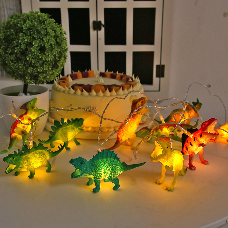Transfronterizo nuevo LED pequeño dinosaurio Cadena de luz de juguete para niños sala de centro comercial luz decorativa creativa iluminación de regalo de dibujos animados