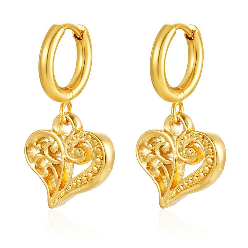 Pendientes colgantes de moda transfronteriza europea y americana, aretes redondos de acero inoxidable de todo fósforo, pendientes simples para mujer de 18K chapados al por mayor