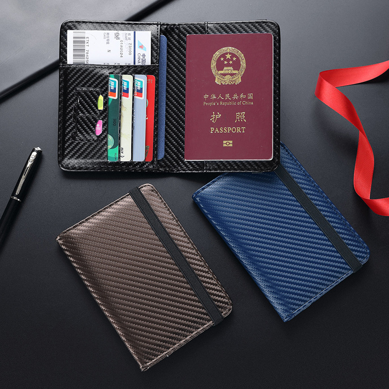 Amazon pu bolsa de pasaporte de fibra de carbono RFID multifunción pasaporte porta de pasaporte porta de pasaporte