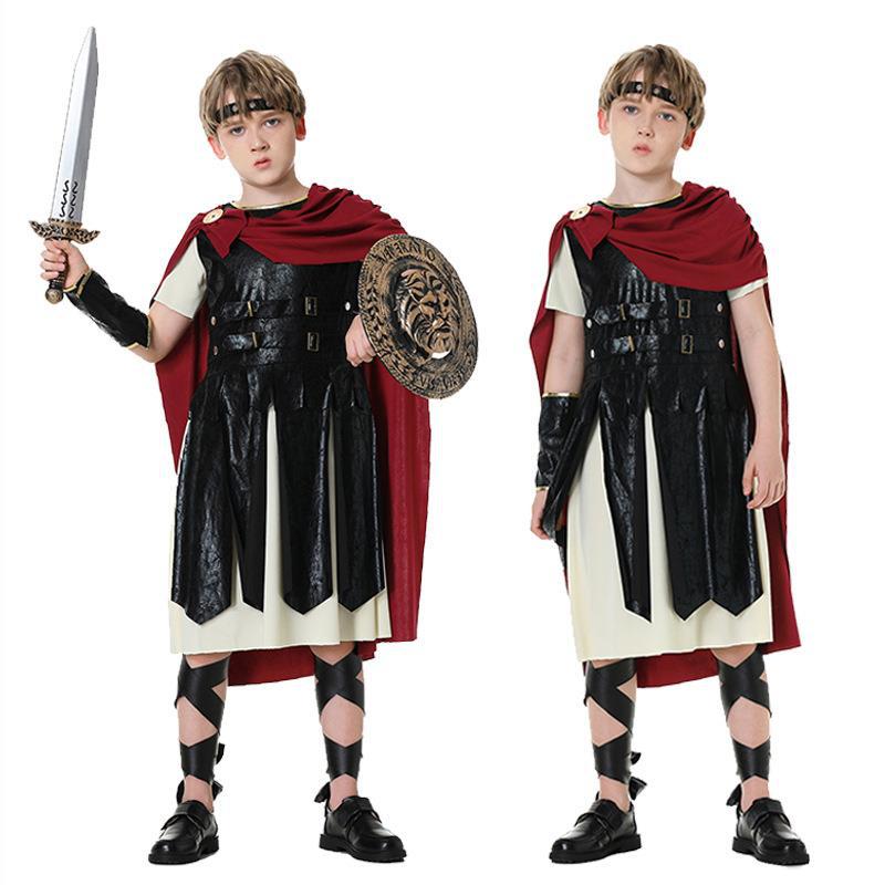 Nuevo Halloween antiguo romano Guerrero escudo espada gladiador Cosplay juego de rol traje entre padres e hijos traje
