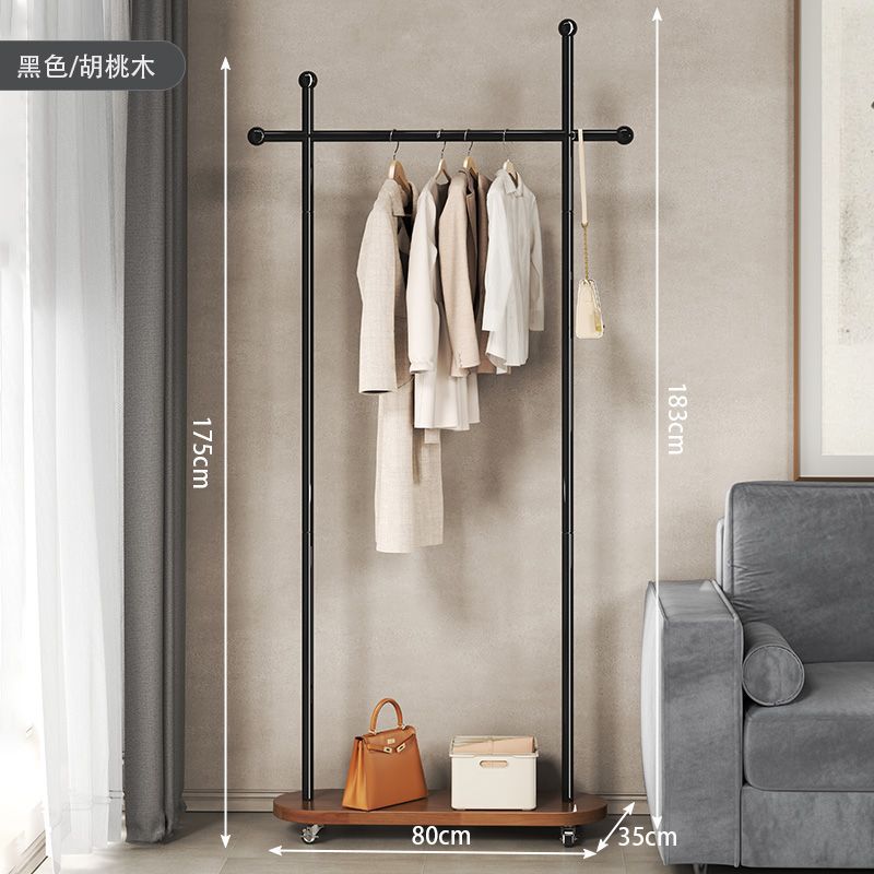 블랙 프레임 [월넛 컬러 베이스] 80cm 단층 + 철바퀴