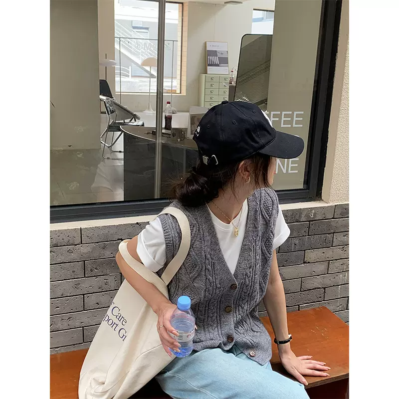 3th Morning 法式知识分子学院风早秋杂色麻花无袖针织马甲ZY1109