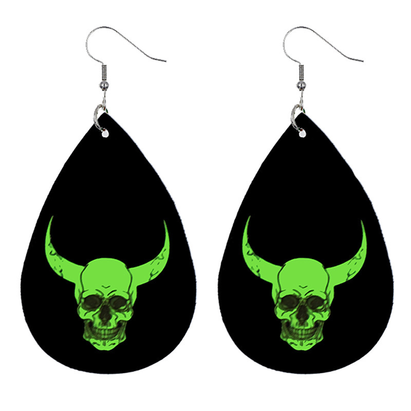 Halloween Skull Pumpkin Witch Funny Leather Luminous Earrings Wholesale Nihaojewelry display picture 7