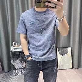 短袖t恤男2026夏季新款男士卡通印花修身半袖t汗衫上衣服男