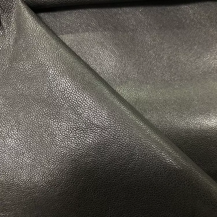 植鞣羊皮服装革现货黑色羊皮真皮皮料 植鞣山羊皮现货头层水染羊