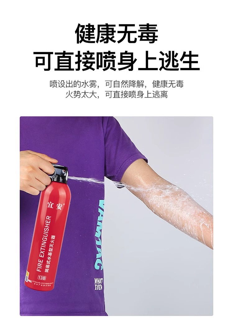 Car Fire Extinguisher Water-Based Gift Emergency Supplies Mini 13B Car Fire Extinguisher 600ml Car Fire Extinguisher