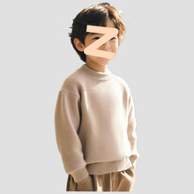 儿童毛衣仿水貂绒男女童秋冬衫加厚中大童套头针织毛衣打底上衣