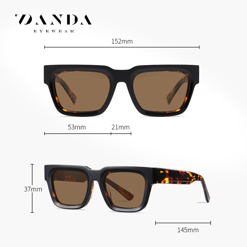 Gafas de sol polarizadas de marco cuadrado retro de moda europea y americana Gafas de sol de hoja de pierna ancha de comercio exterior transfronterizo Gafas de sol de protección solar S32106