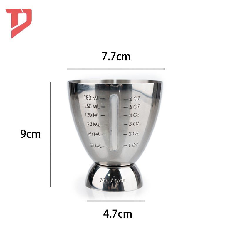 Taza medidora de acero inoxidable transfronteriza con escala, medidor de licor de doble cabezal, taza mezcladora de cócteles, taza de onzas, herramientas para mezclar cócteles, hecha a medida.