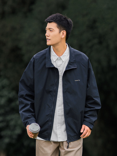 High Street City Boy Spring and Autumn Workwear Jacket Ins Japanese Casual Loose Collar Solid Color Jacket Thickened