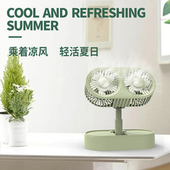 New Mini USB Charging Desktop Fan, Telescopic and Foldable Portable Student Dormitory Desktop Dual Head Small Fan