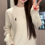 2025秋冬新款韩系麻花圆领慵懒毛衣感刺绣长袖针织衫上衣女