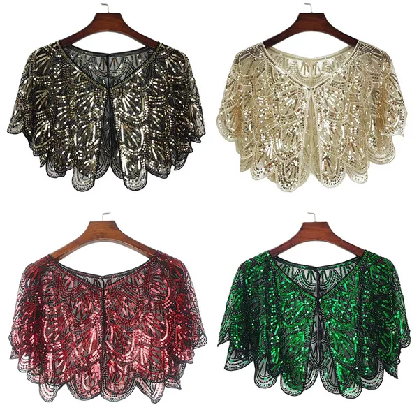 One-piece delivery shawl women's sequined beaded summer lace short waistcoat cross-border European and American Amazon
