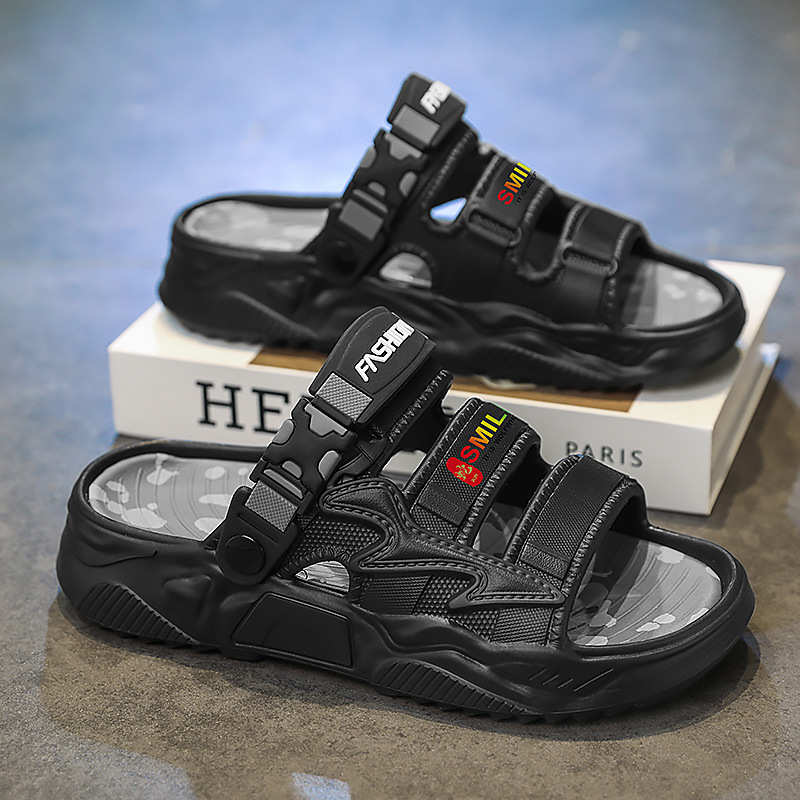 2025 verano nuevo estilo, uso exterior, conducción de doble uso, chanclas, suela gruesa, ejercicio, pisando heces, sandalias de playa, zapatos de hombre, cabello