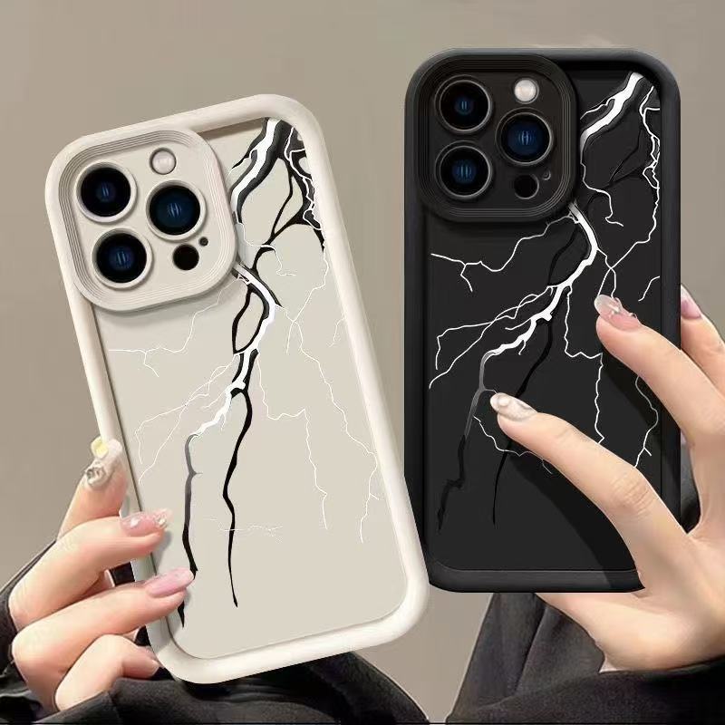 Creativo relámpago en blanco y negro para iphone16pro funda para teléfono móvil Apple 15/14/13promax nuevo 12x11