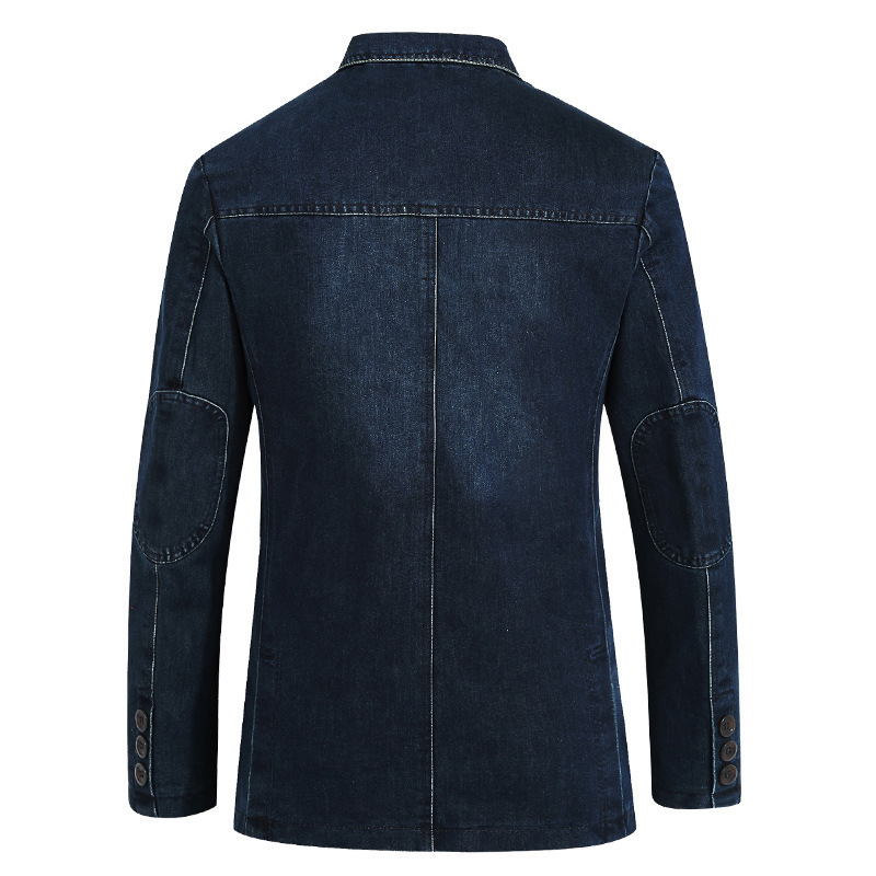 Transfronterizo AliExpress Fábrica de Producción de Los Hombres Traje de Mezclilla de Algodón de Los Hombres de Mezclilla Traje Pequeño Slim Fit Plus tamaño Chaqueta DE LA Capa