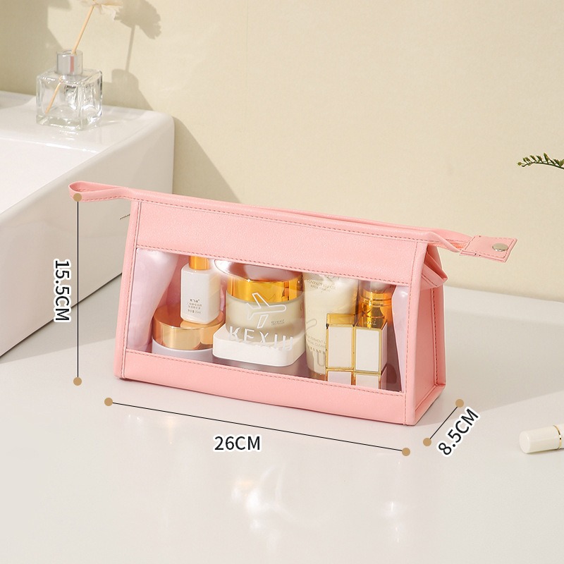 Bolsa de lavado de PVC transparente portátil de un solo hombro bolsa de separación seca y húmeda baño baño impermeable bolsa de almacenamiento de maquillaje de gran capacidad
