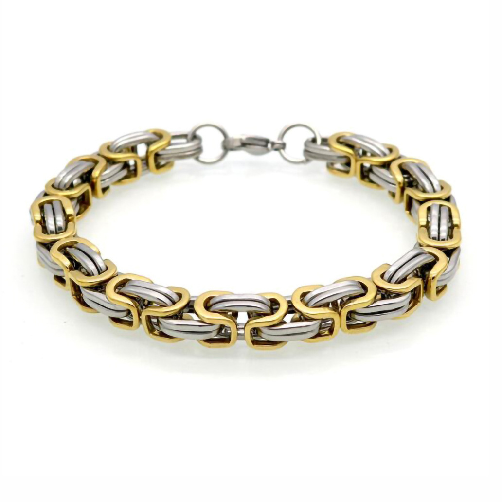 Retro Punk Color Block Titanium Steel Plating Men's Bracelets Necklace Men Necklace Sets display picture 3