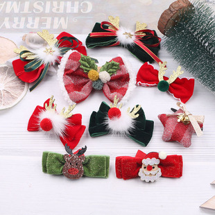 Christmas Handmade DIY Jewelry Materials Red Bow Hairpin Accessories Kidsren's Hair Accessories Shoes Bag Accessories Wholesale