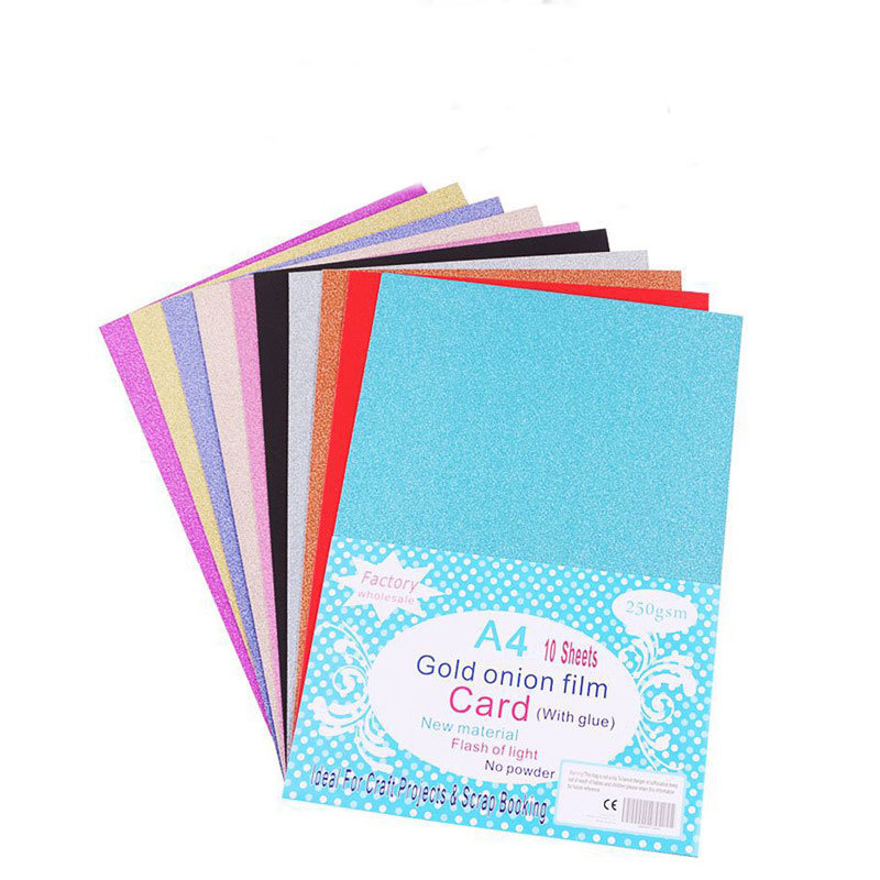 Papel de polvo de oro A4 polvo de oro no caiga papel de cebolla de oro polvo brillante papel de polvo de jardín de infantes DIY material hecho a mano 250g en stock