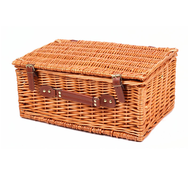 Cesta de picnic de sauce cesta de picnic para cuatro personas cesta de picnic hecha a mano con tapa cesta de picnic cesta de almacenamiento al aire libre