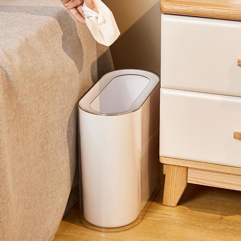 Gap Trash Bin Light Luxury Bathroom Kitchen Bedroom Bathroom Narrow Gap Living Room Villa Double Layer Transparent Barrel