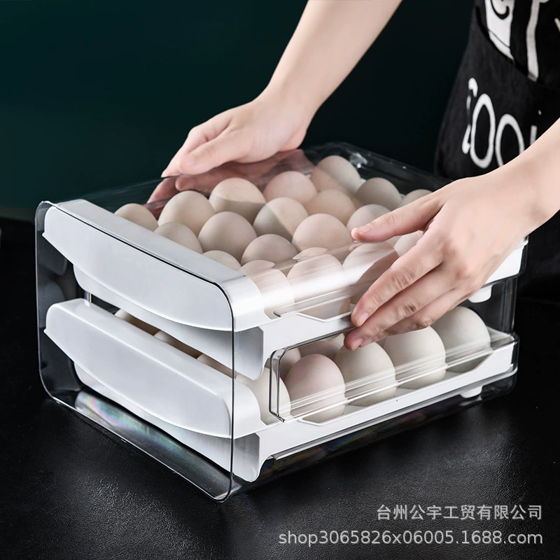 Household refrigerator egg storage box drawer -style stacking capacity kitchen eggs preserved box PET refrigerator box