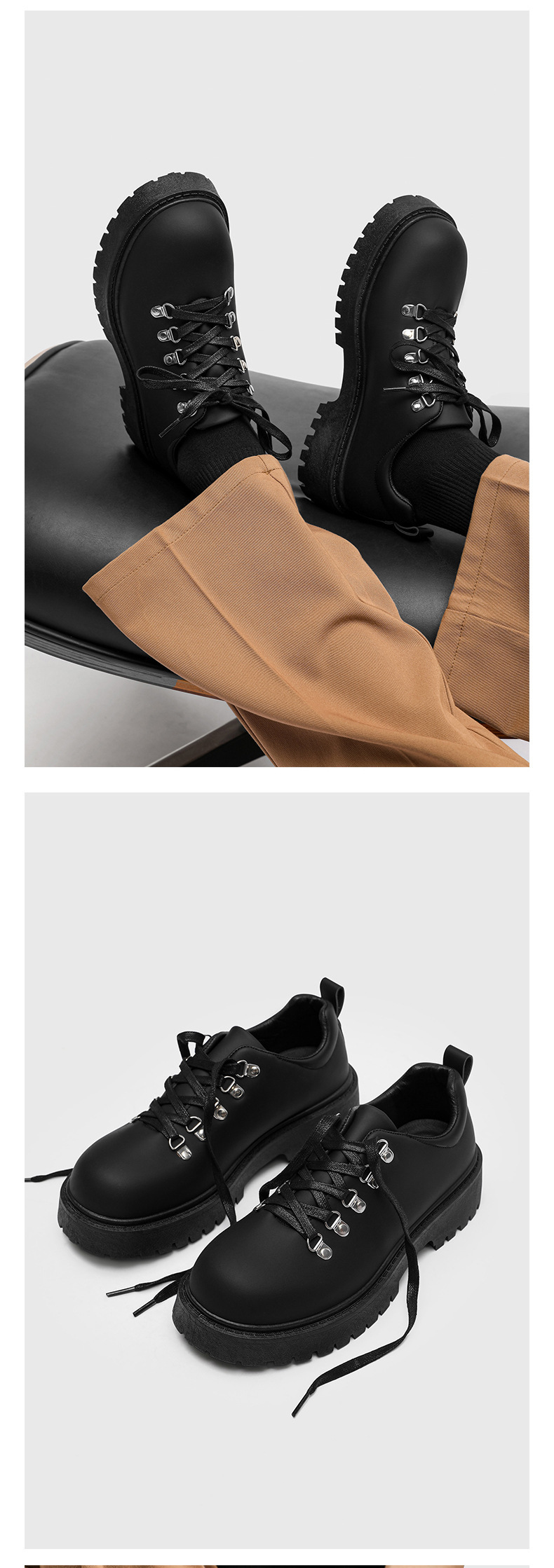 ShoeVault Autunno Nuovo di Nicchia Suola Spessa Pelle Opaca Per Uomo Punta Rotonda Derby Aumento Altezza Stile Britannico Lavoro Trendy Uomo_voghion.com