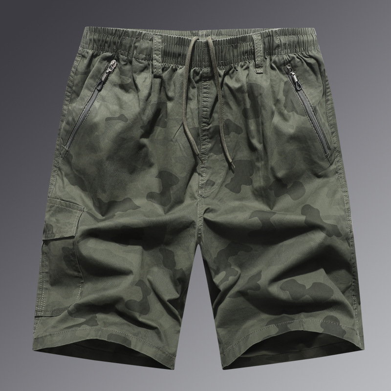 Men's shorts zipper anti-lost pocket cotton wear-resistant camouflage cropped pants loose casual tooling multi-pocket pants Men's shorts zipper anti-lost pocket cotton wear-resistant camouflage cropped pants loose casual tooling multi-pocket pants