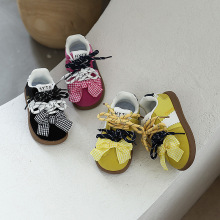 新款德训鞋童鞋2025春秋款韩版女童甜美蝴蝶结地板休闲板鞋运动鞋